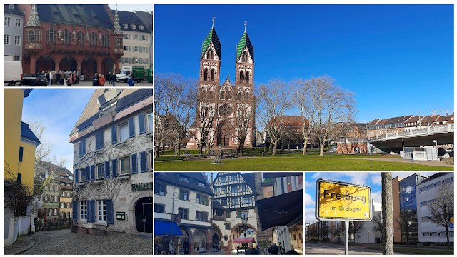 Montagem fotográfica de diferentes construções de Freiburh